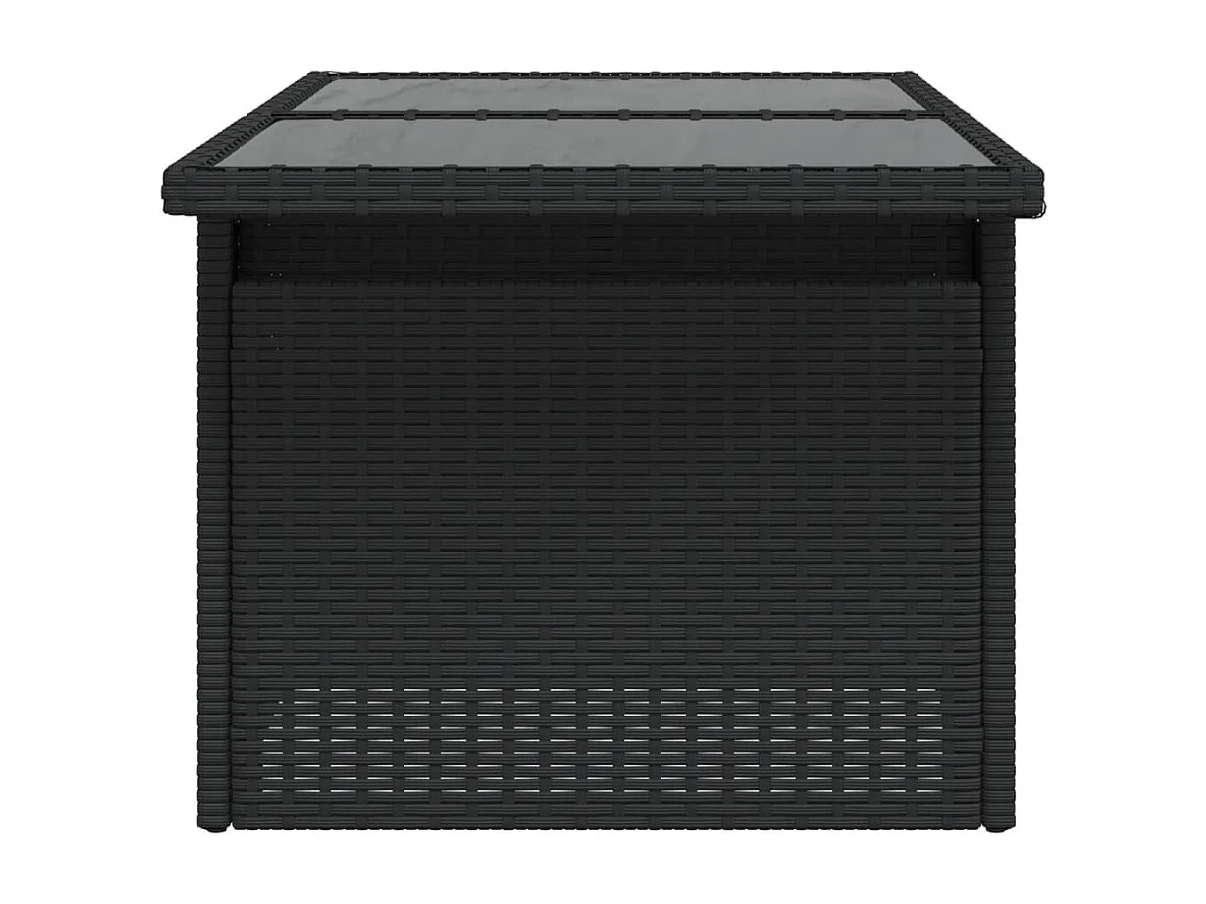Mesa de jardín con tapa de cristal negro 100x55x73cm resina trenzada