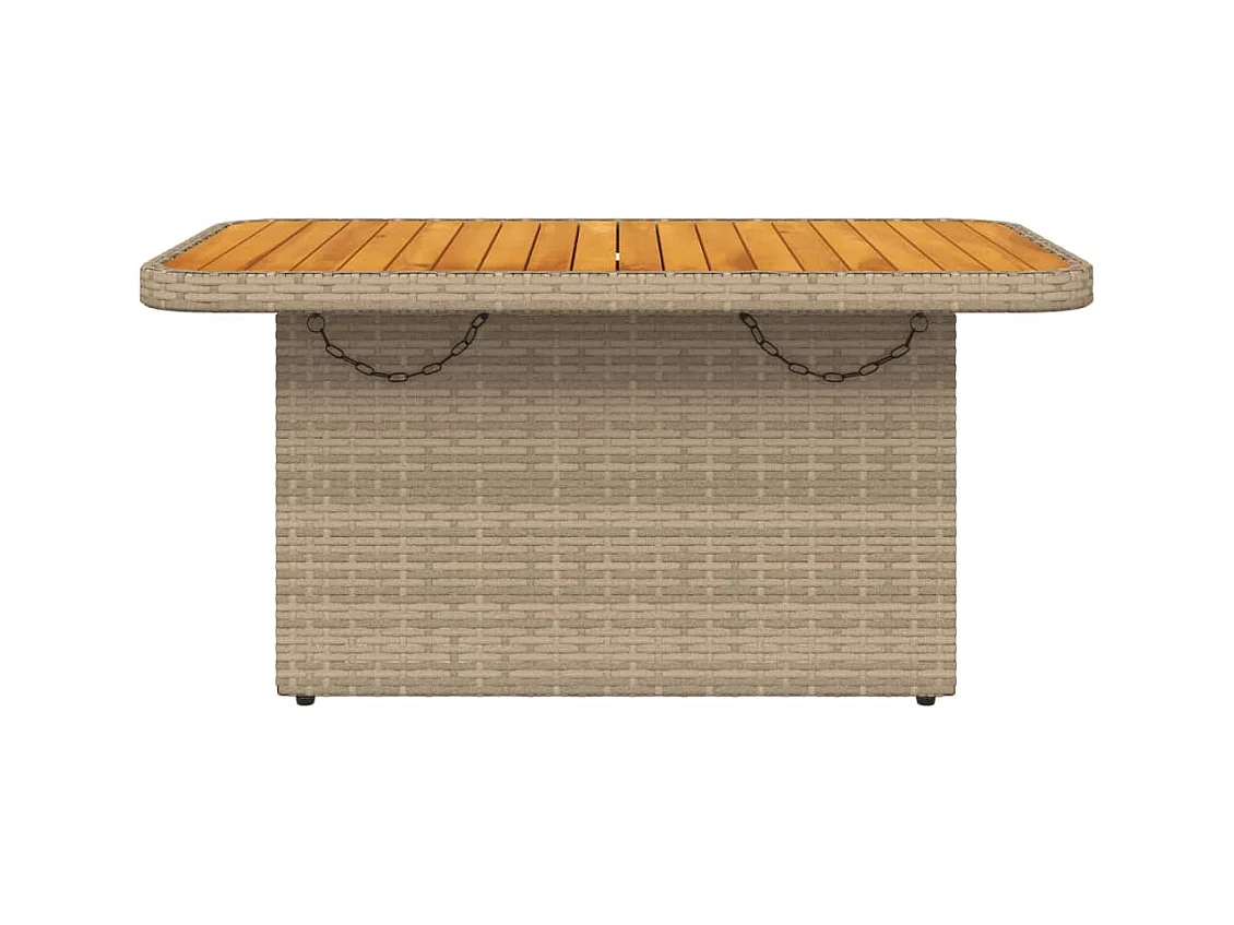 Beige tuintafel 90x55x71 cm gevlochten hars en acaciahout