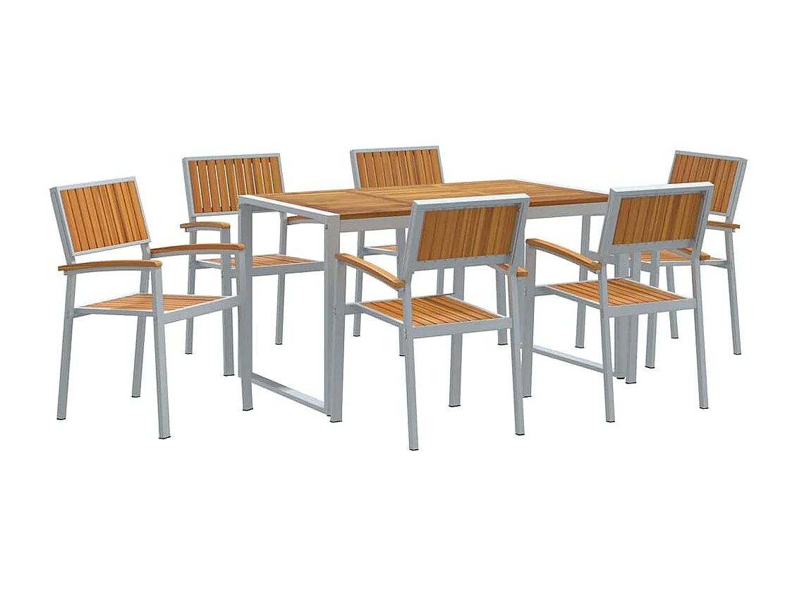 Ensemble de salle à manger pour jardin 7 pcs Gris et marron