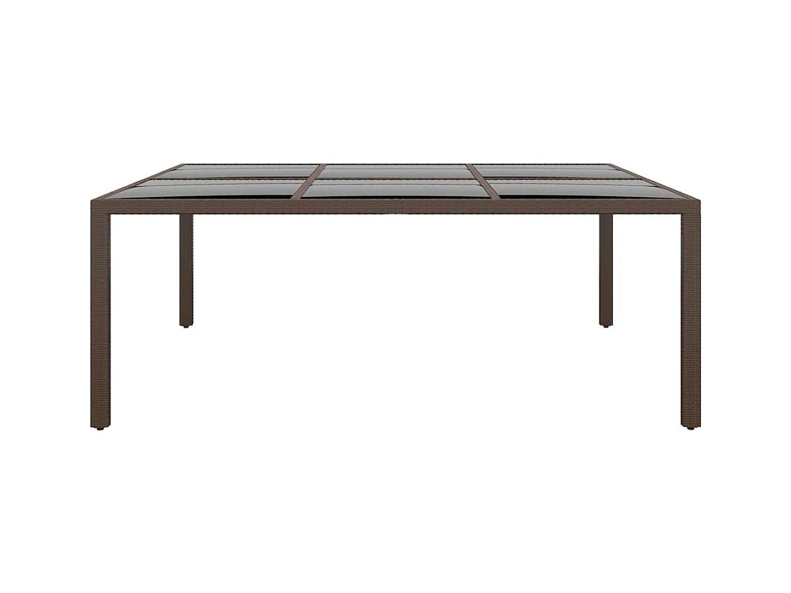 Tuintafel met glazen blad Bruin 200x150x75 cm Rotan