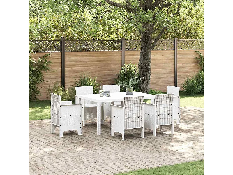 Tavolo da giardino bianco 150 x 100 x 73 cm in polyrattan