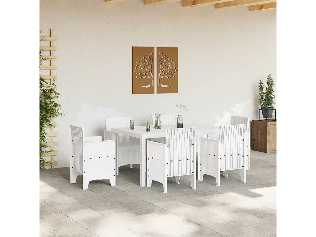Tavolo da giardino bianco 150 x 100 x 73 cm in polyrattan