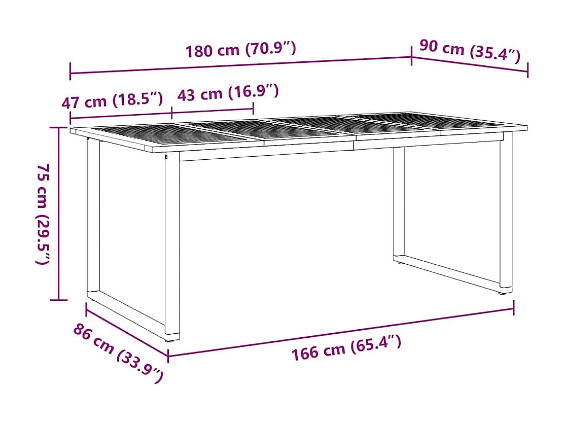 Tavolo da pranzo da giardino Grigio 180 x 90 x 75 cm