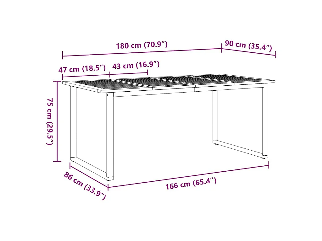 Tavolo da pranzo da giardino Grigio 180 x 90 x 75 cm