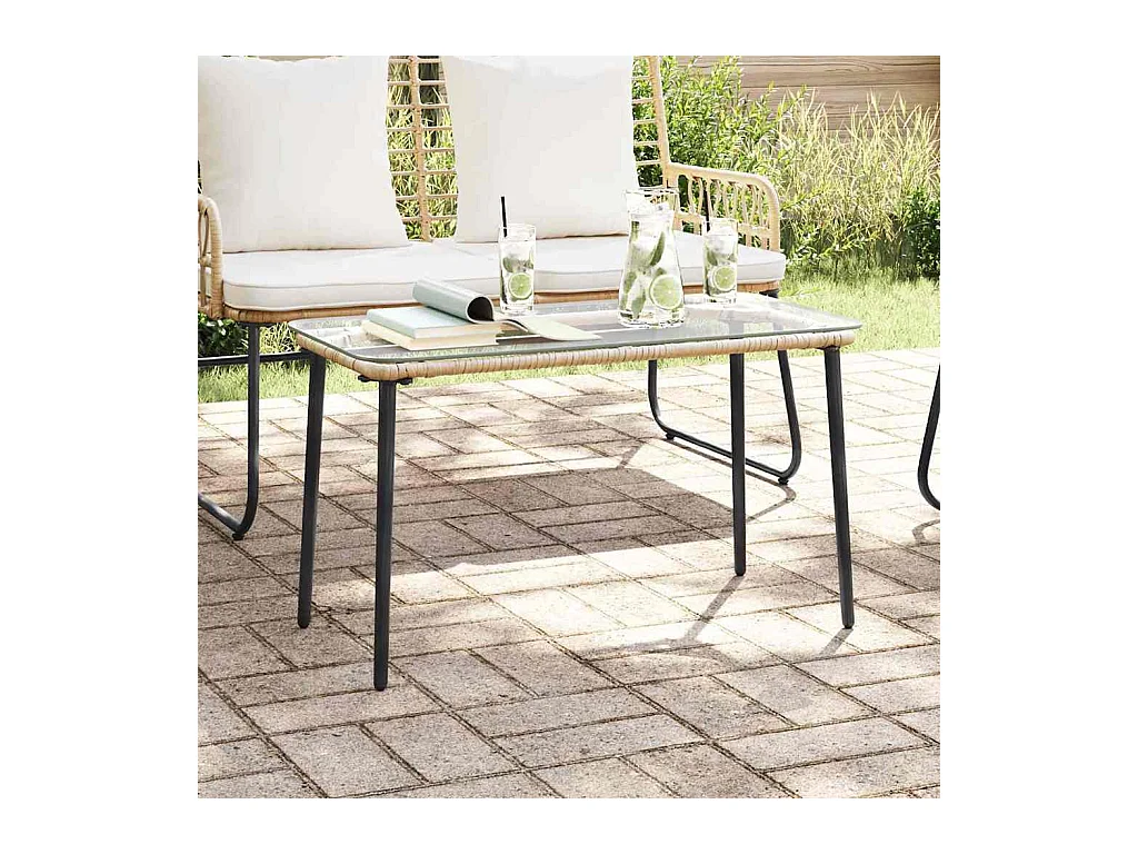 Table de Jardin Naturel 80 x 40 x 45.5 cm Poly rotin