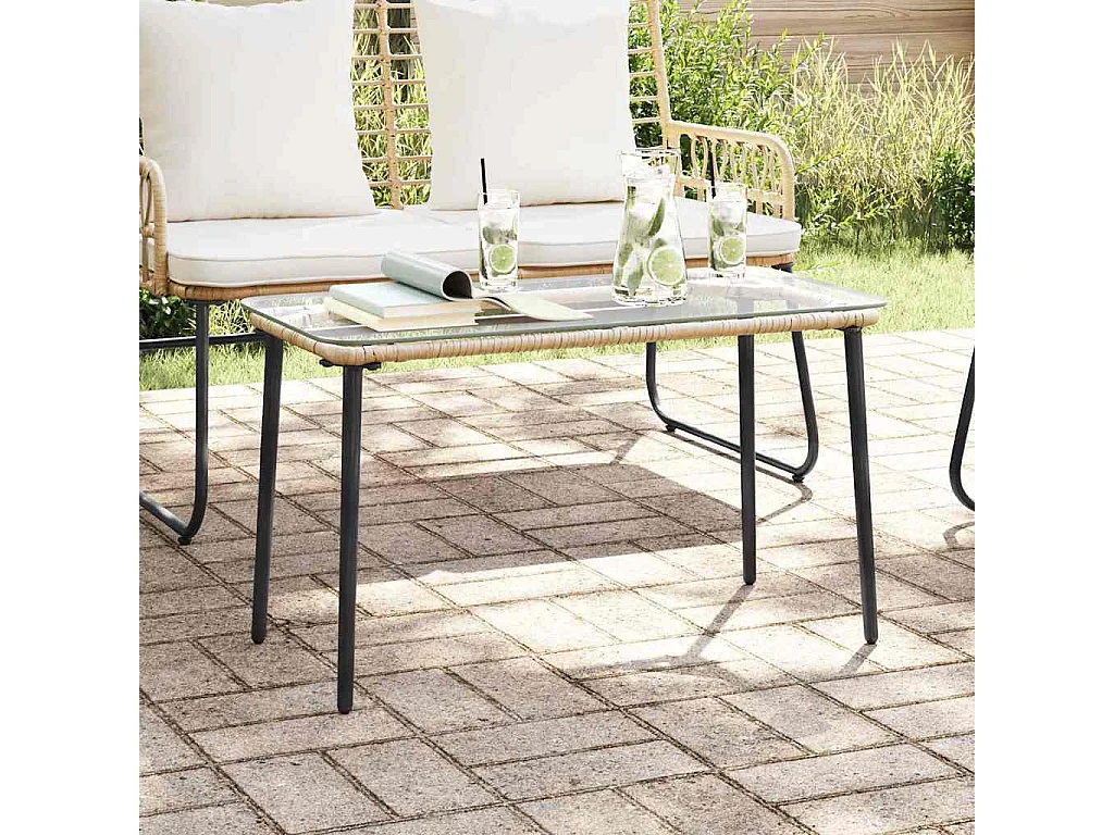 Table de Jardin Naturel 80 x 40 x 45.5 cm Poly rotin