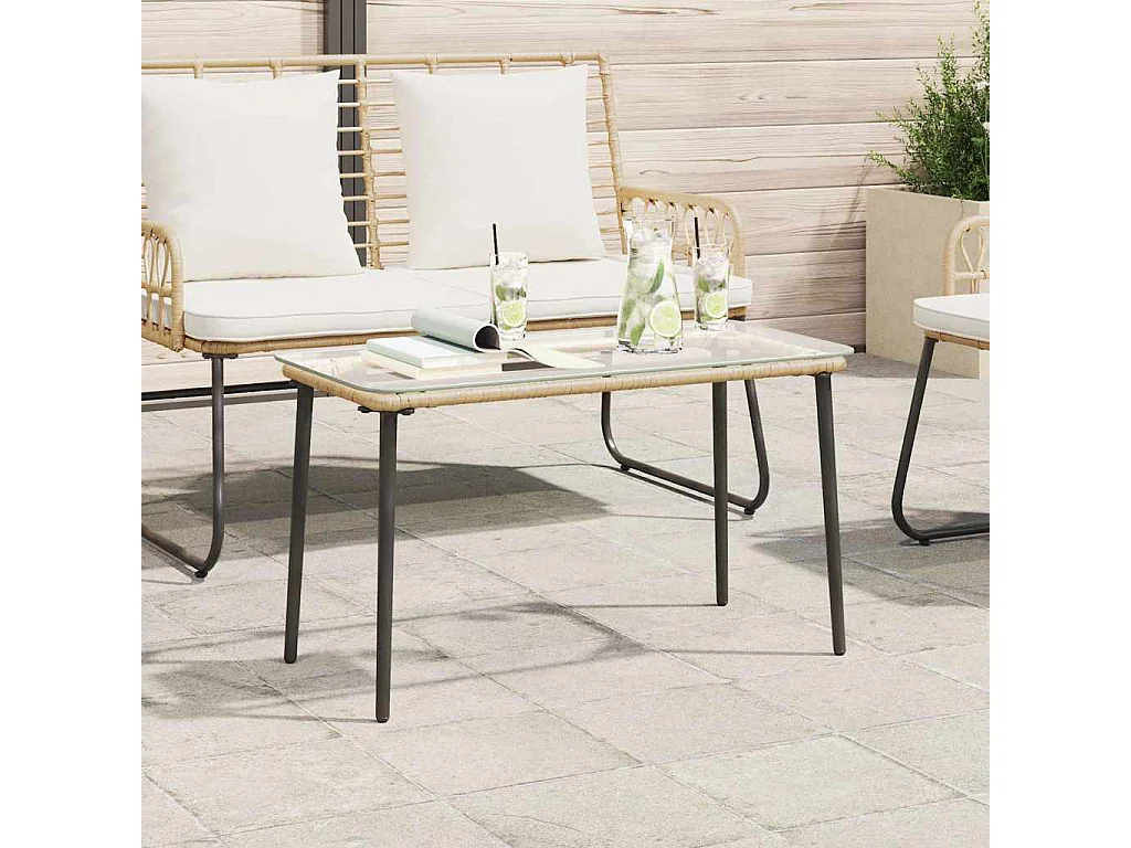 Tavolo da giardino naturale 80 x 40 x 45,5 cm in polyrattan