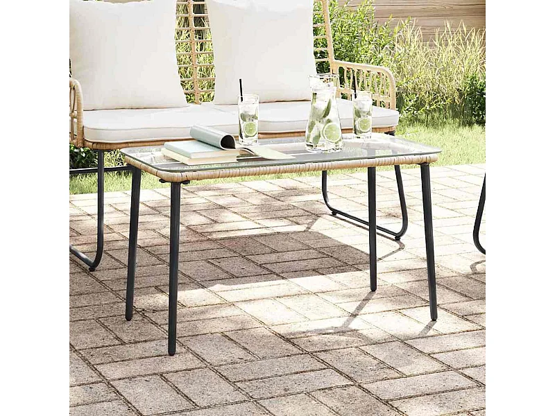 Table de Jardin Naturel 80 x 40 x 45.5 cm Poly rotin
