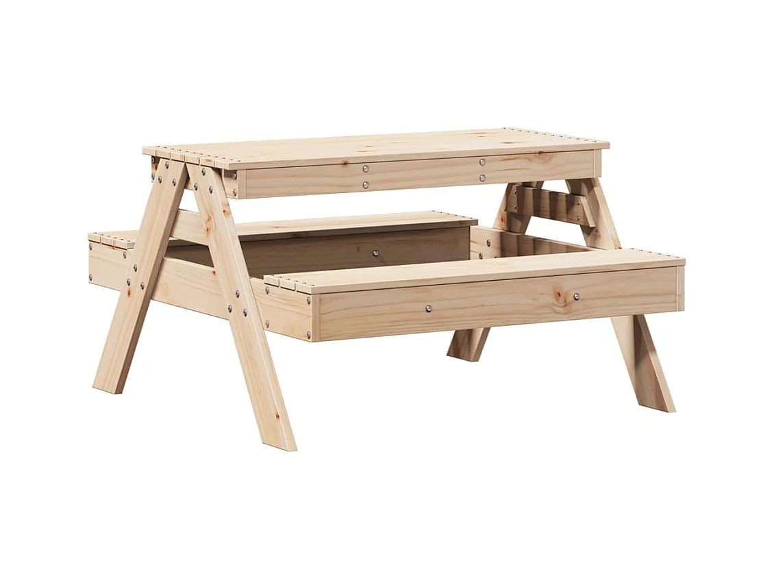 Tavolo da picnic per bambini 88x97x52cm in legno massello di pino