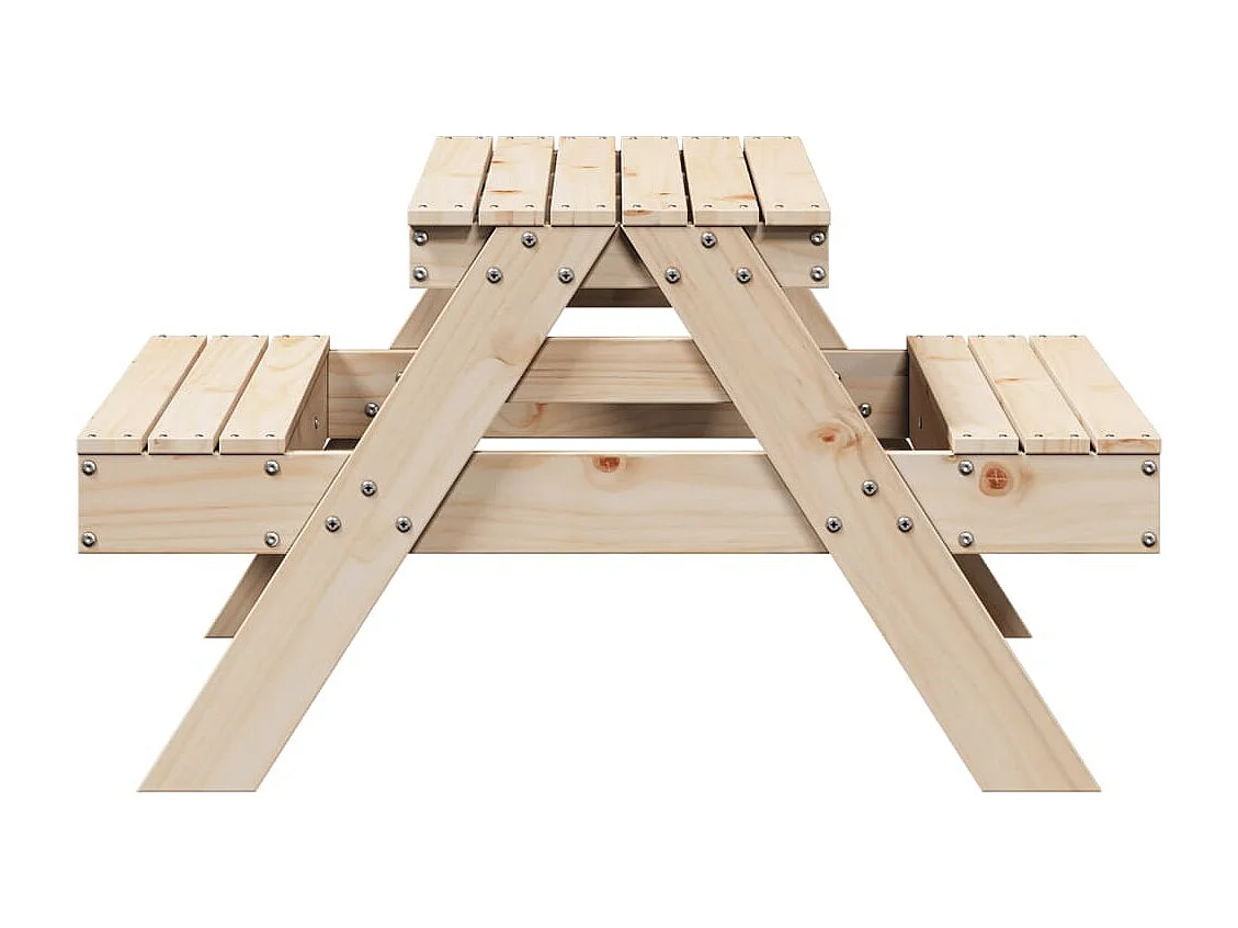 Tavolo da picnic per bambini 88x97x52cm in legno massello di pino