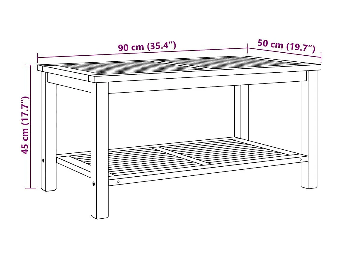 Table basse Marron 90 x 50 x 45 cm Bois de teck solide