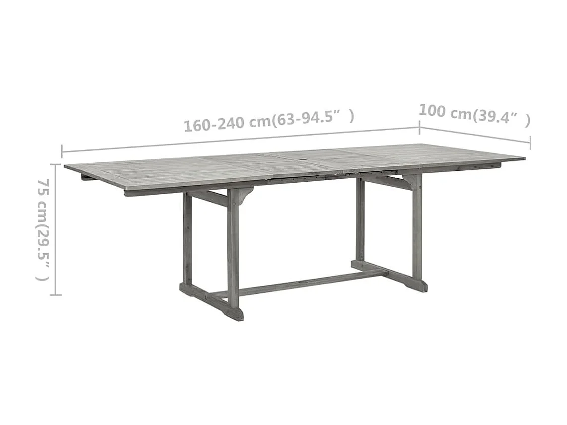 Tavolo da pranzo da giardino (160-240)x100x75cm Legno massello di acacia