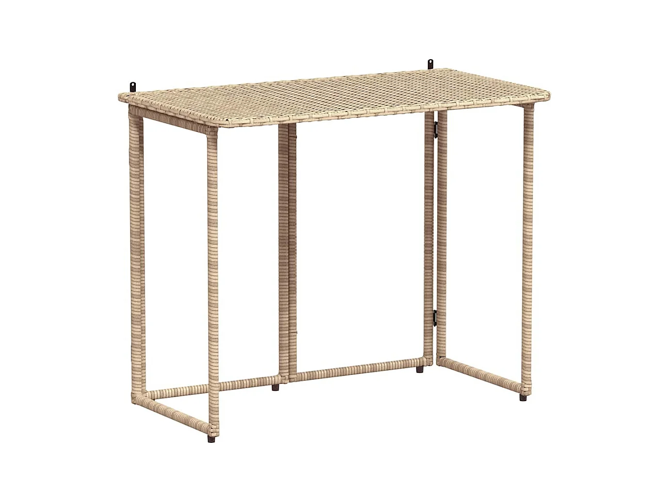 Table de jardin pliante beige 90 x 51 x 75 cm polyrotin