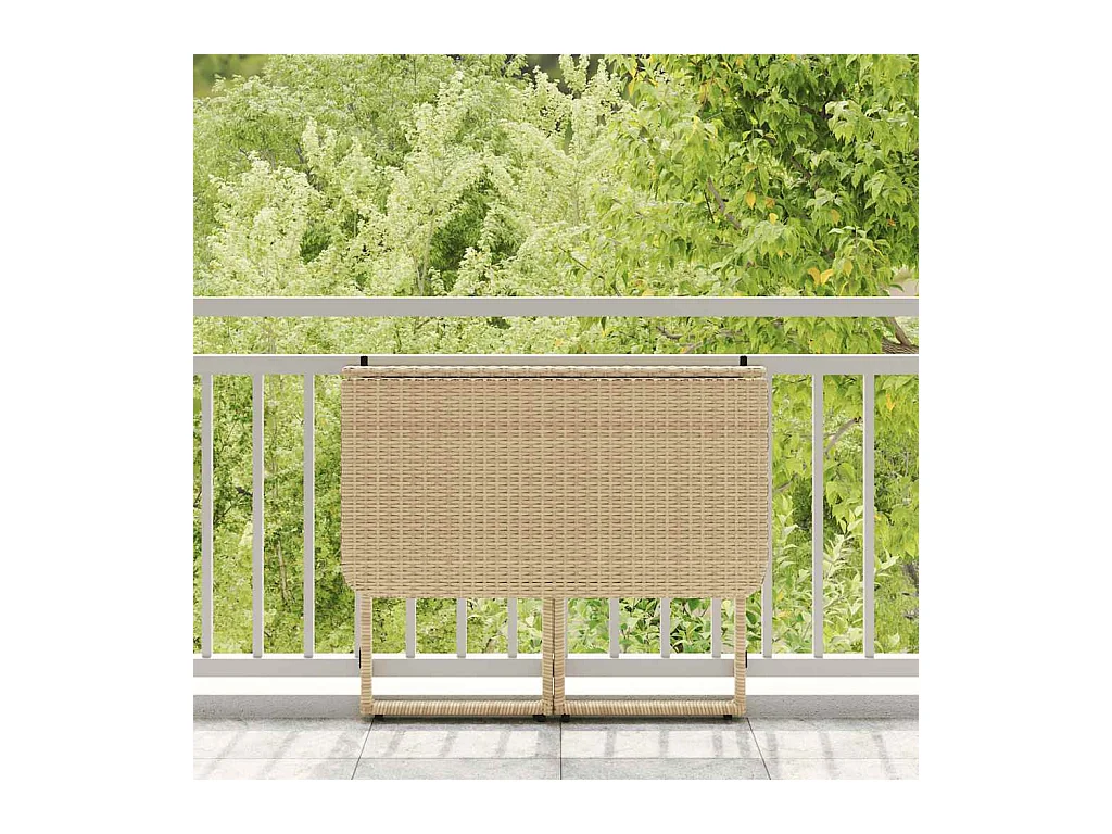 Table de jardin pliante beige 90 x 51 x 75 cm polyrotin