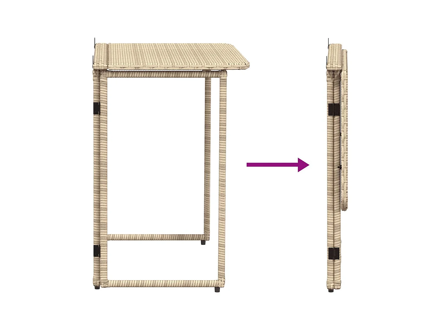 Table de jardin pliante beige 90 x 51 x 75 cm polyrotin