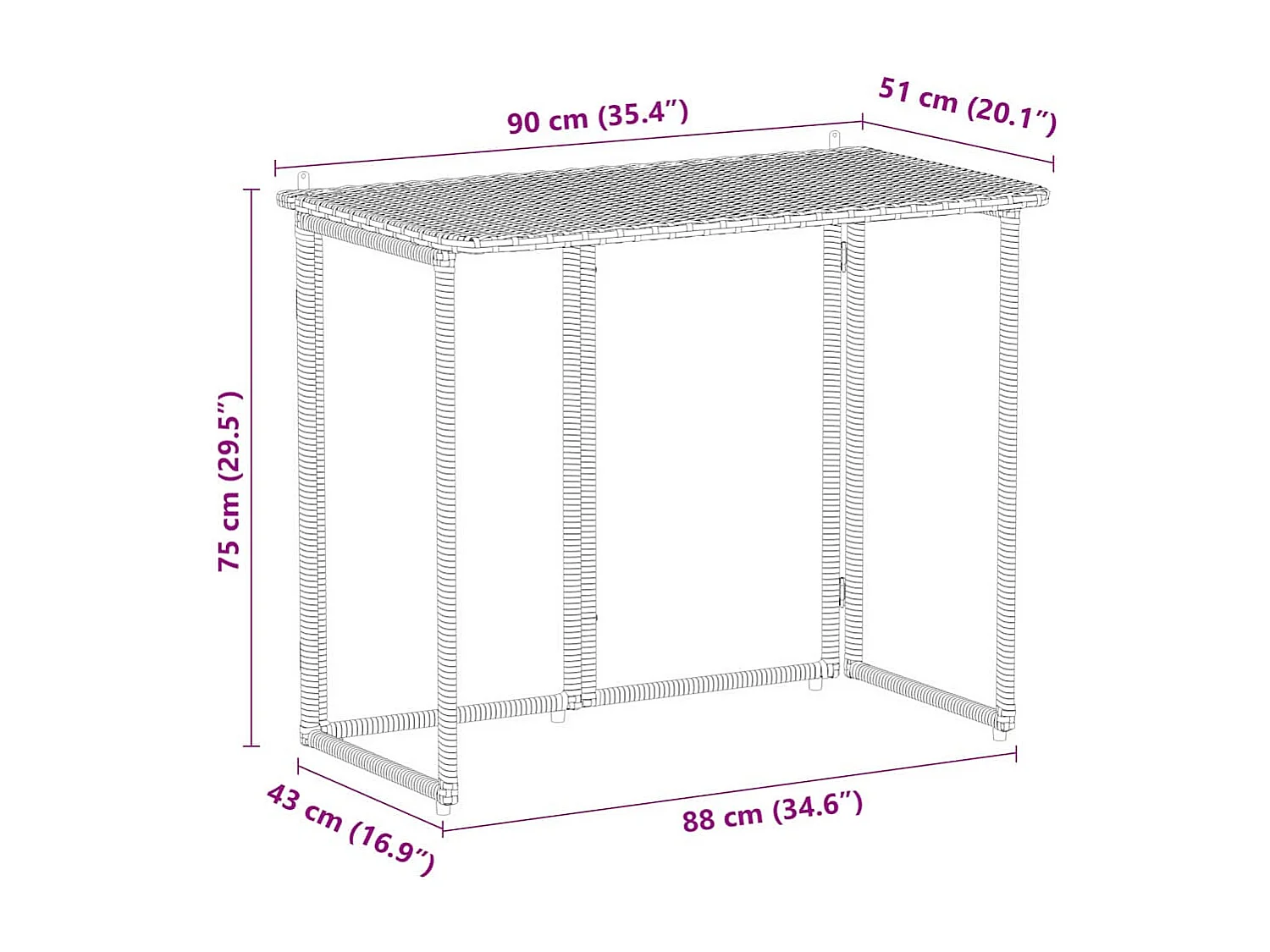 Table de jardin pliante beige 90 x 51 x 75 cm polyrotin
