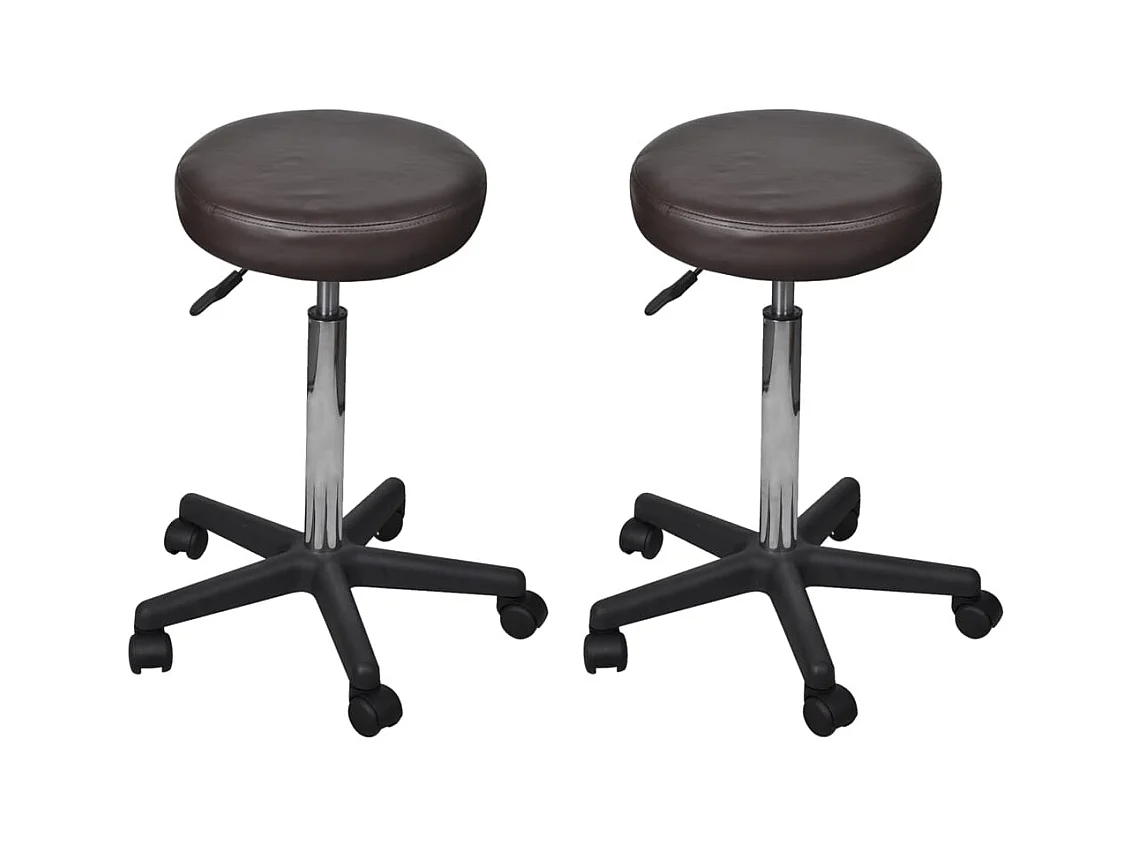 Juego de 2 taburetes de oficina Marrón 35,5x84 cm Piel sintética