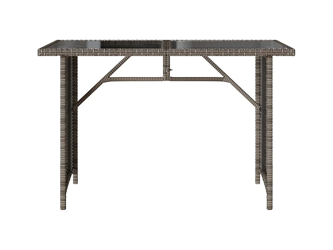 Tuintafel met grijs glazen blad 110x68x70 cm rotan