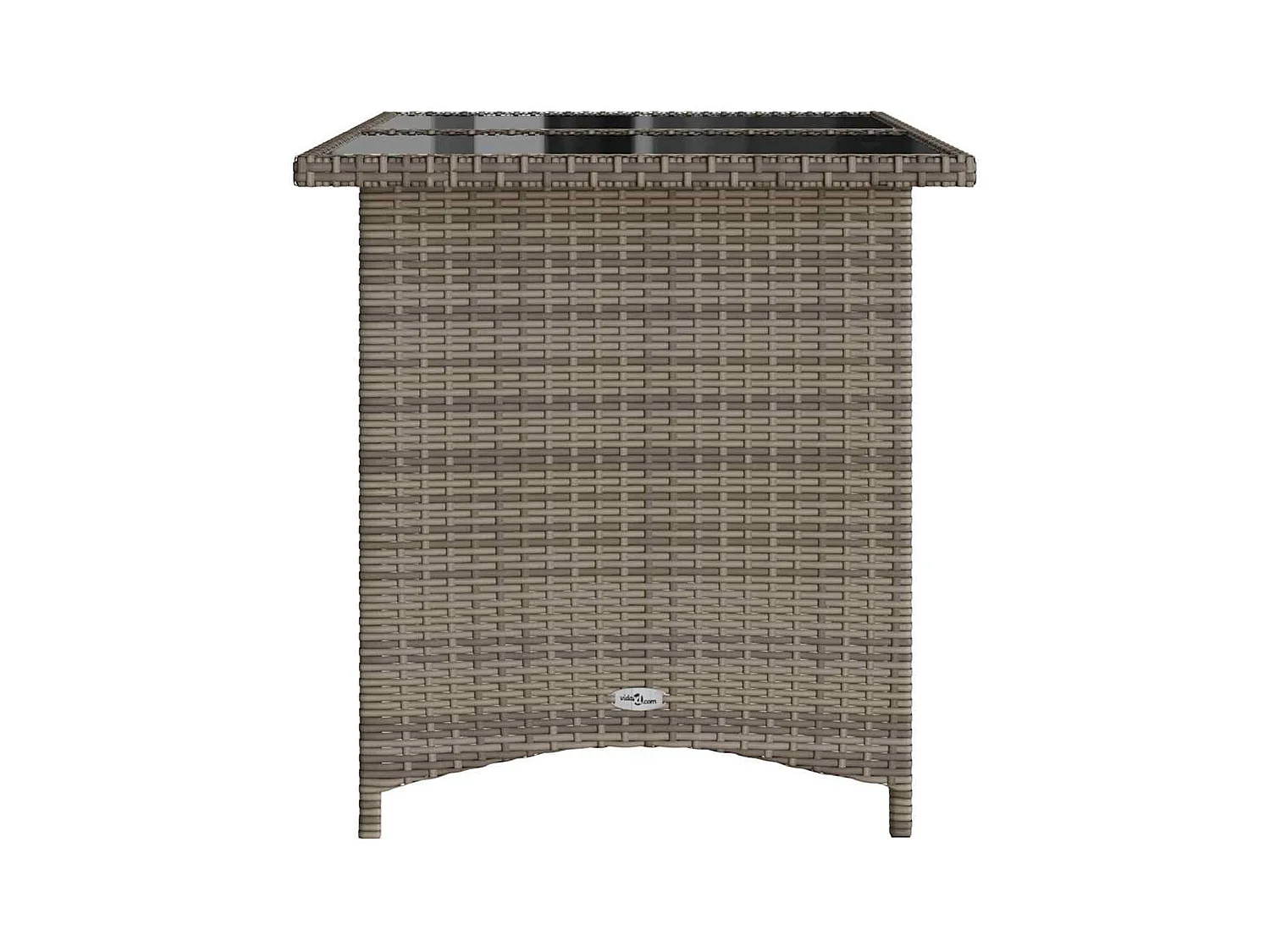 Tuintafel met grijs glazen blad 110x68x70 cm rotan