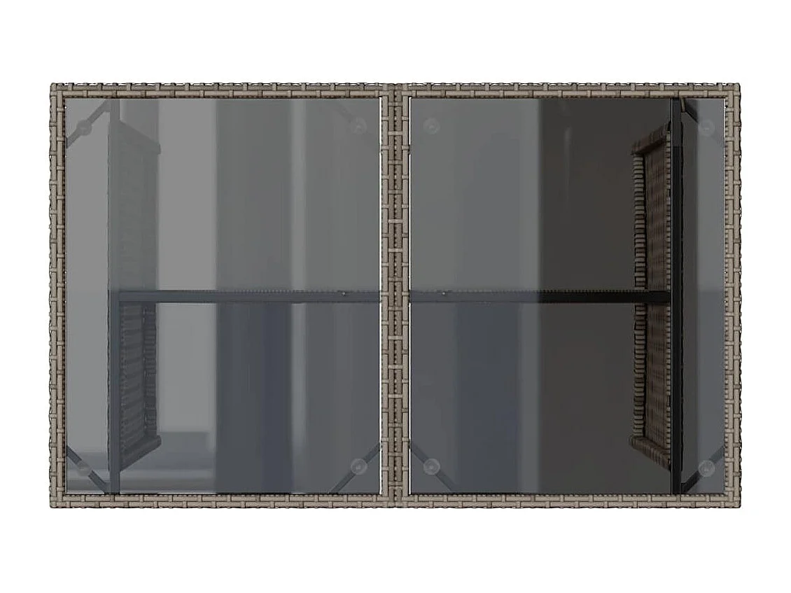 Tuintafel met grijs glazen blad 110x68x70 cm rotan