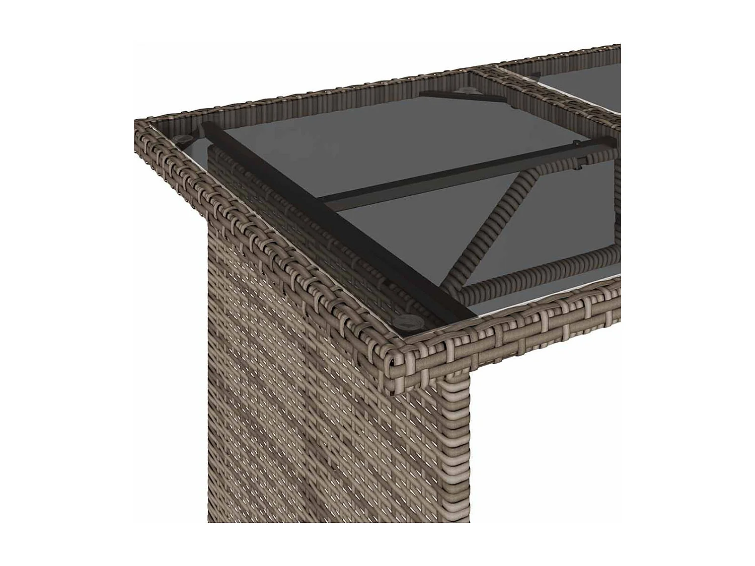 Tuintafel met grijs glazen blad 110x68x70 cm rotan