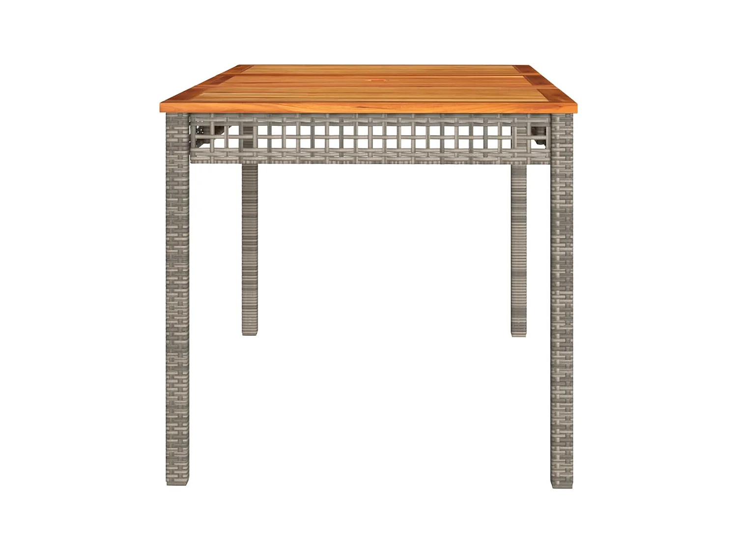 Grijze tuintafel 140x80x75 cm gevlochten hars en acaciahout