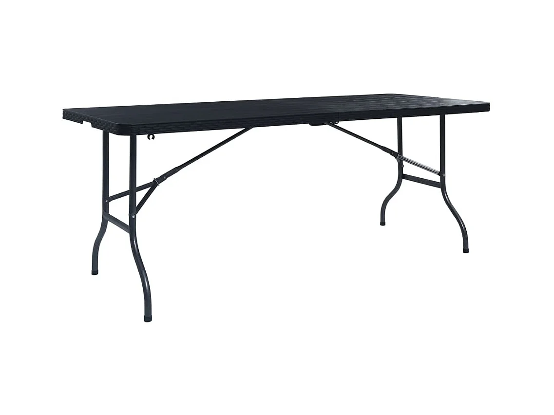 Table pliable de jardin Noir 180x75x72 cm PEHD Imitation rotin