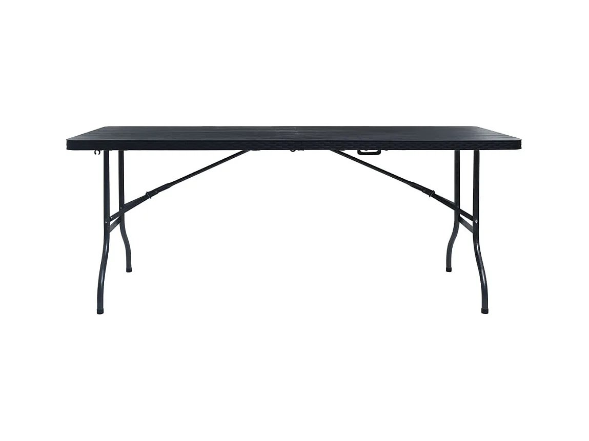 Table pliable de jardin Noir 180x75x72 cm PEHD Imitation rotin