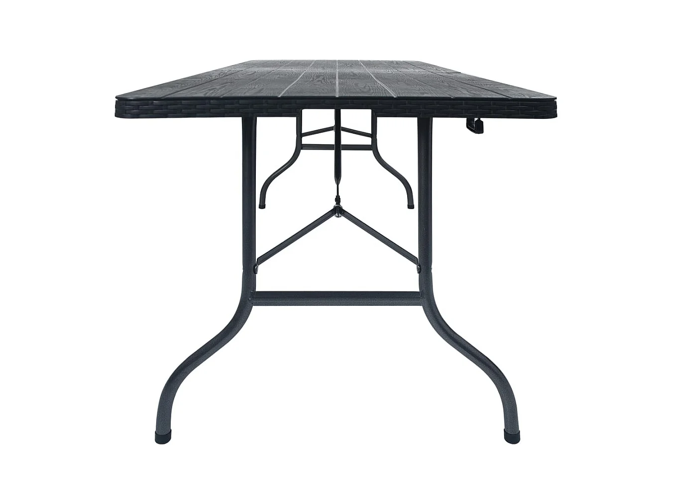 Table pliable de jardin Noir 180x75x72 cm PEHD Imitation rotin
