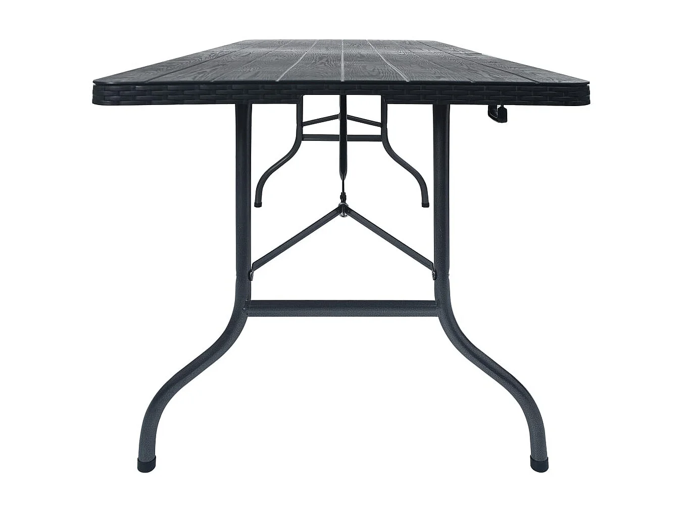 Table pliable de jardin Noir 180x75x72 cm PEHD Imitation rotin