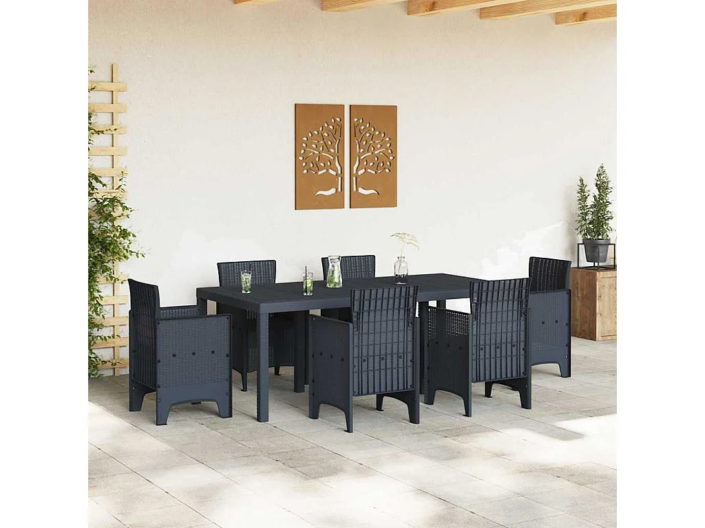 Anthrazit Gartentisch 200 x 100 x 73 cm Polyrattan
