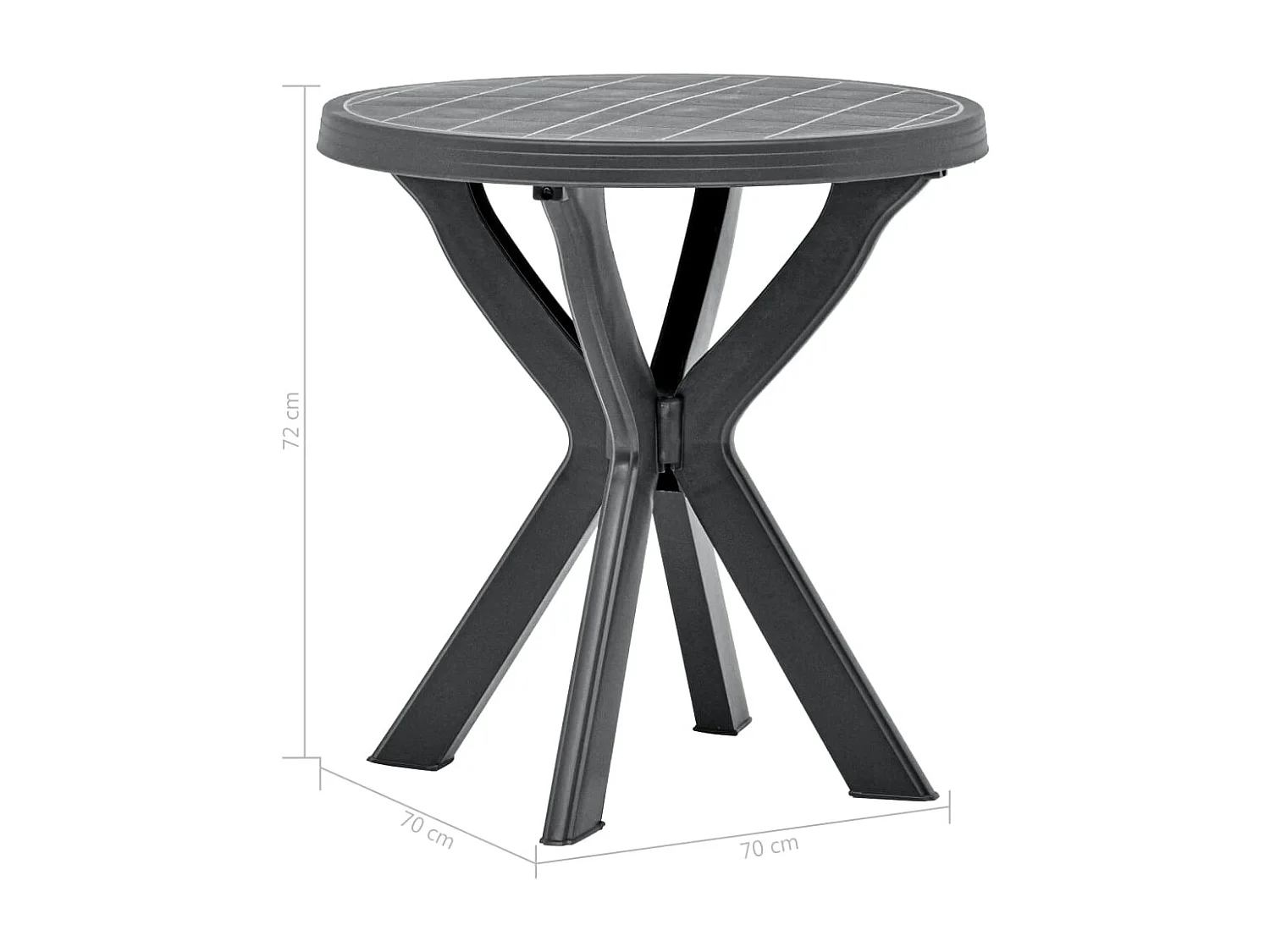 Tavolo da bistrot antracite Ø70 cm Plastica