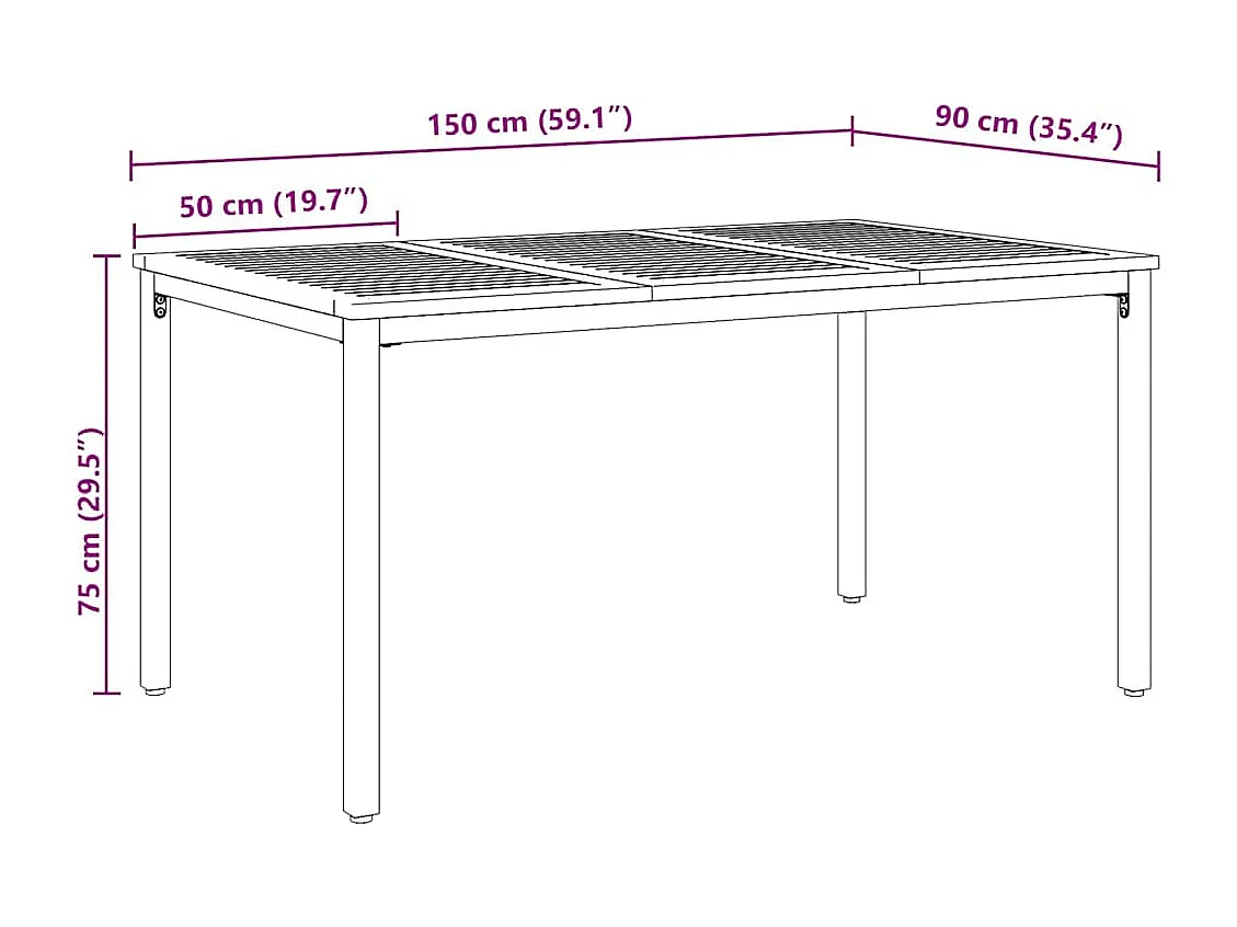 Tables de jardin Naturel et gris 150 x 90 x 75 cm