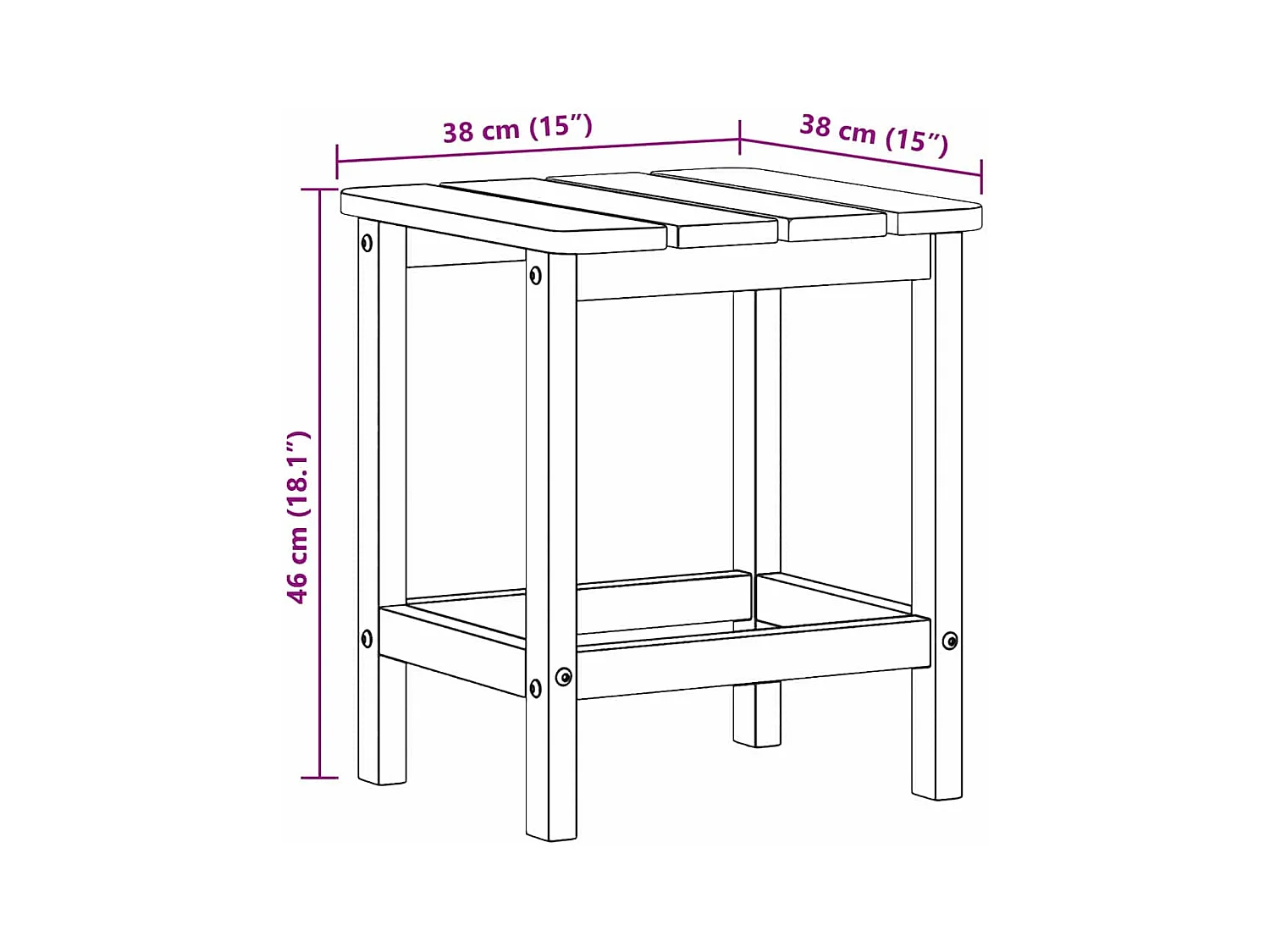 Table d'appoint Adirondack Blanc 38 x 38 x 46 cm HDPE