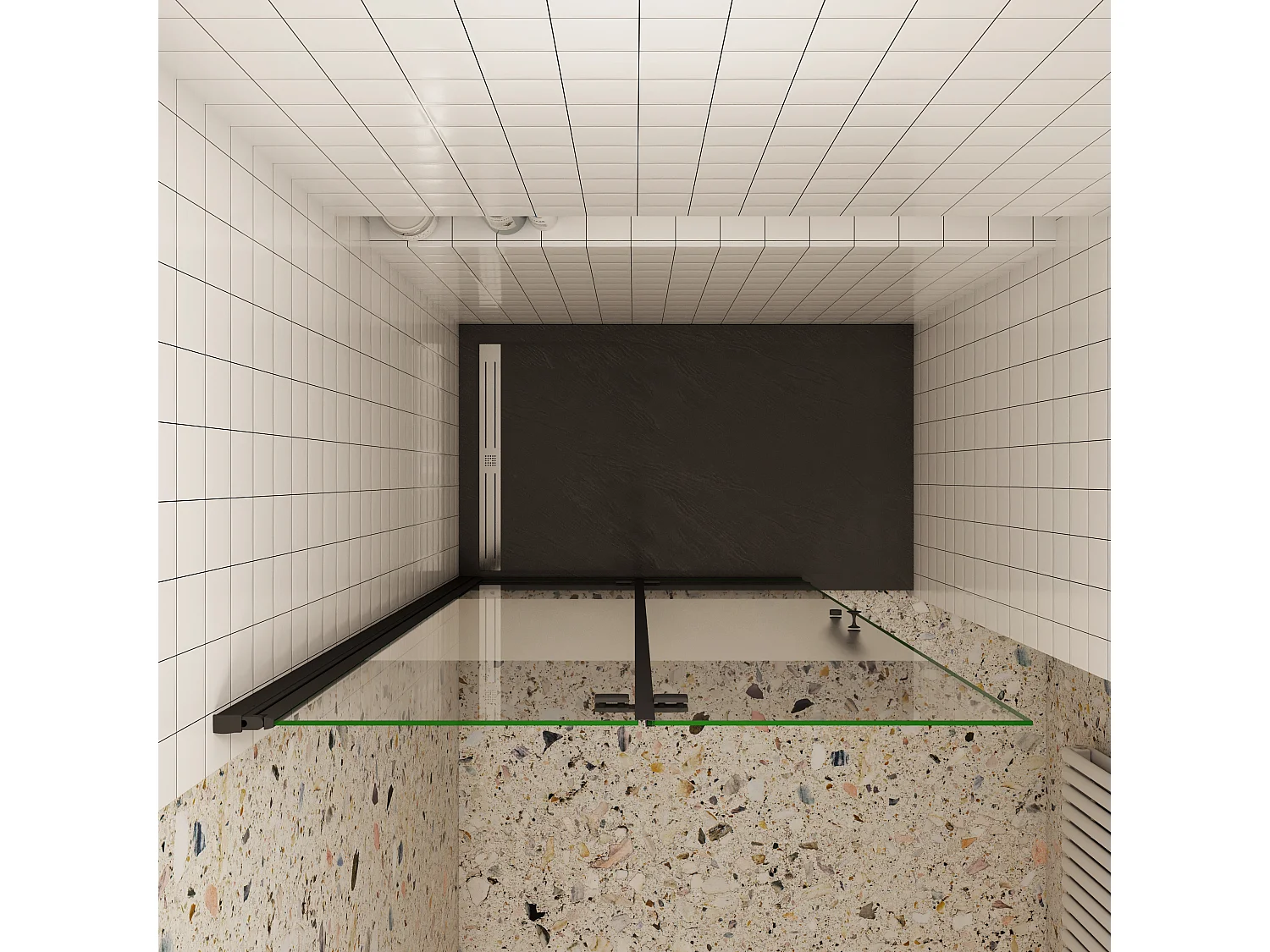 100x195cm Schwarz Walkin Dusche Falttür Duschwand Duschtür