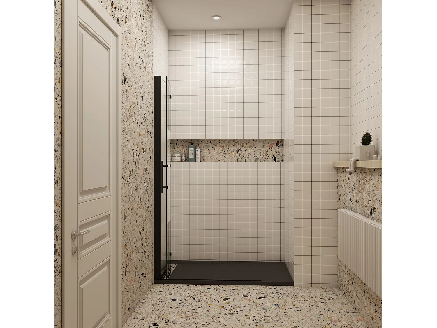 100x195cm Schwarz Walkin Dusche Falttür Duschwand Duschtür