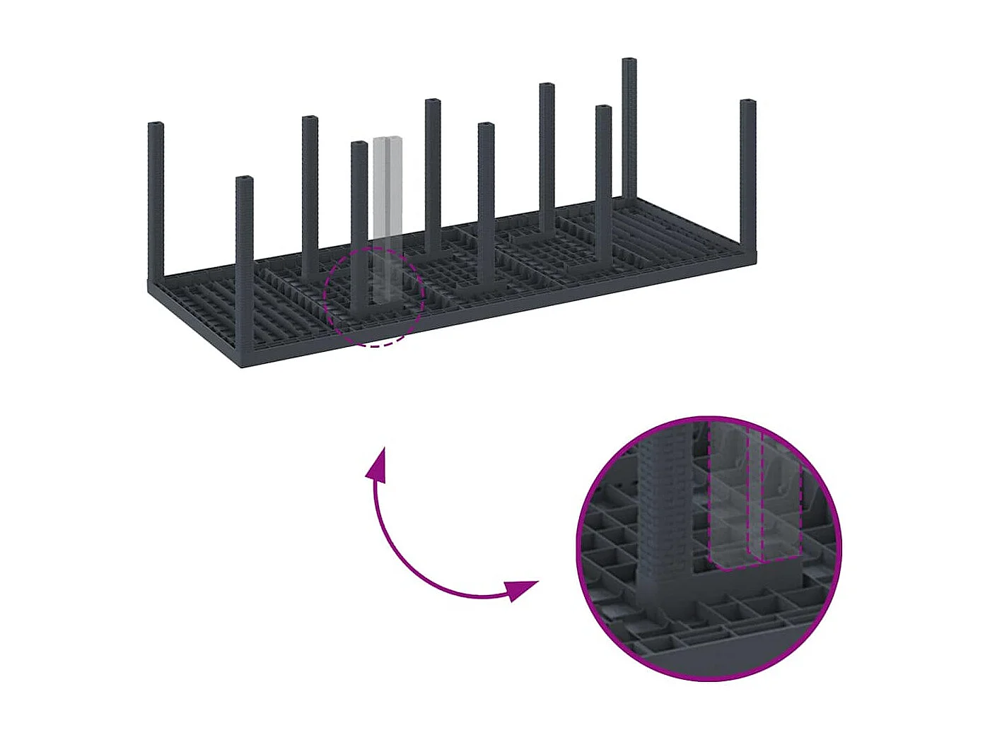 Table de Jardin Anthracite 250 x 100 x 73 cm polyrotin