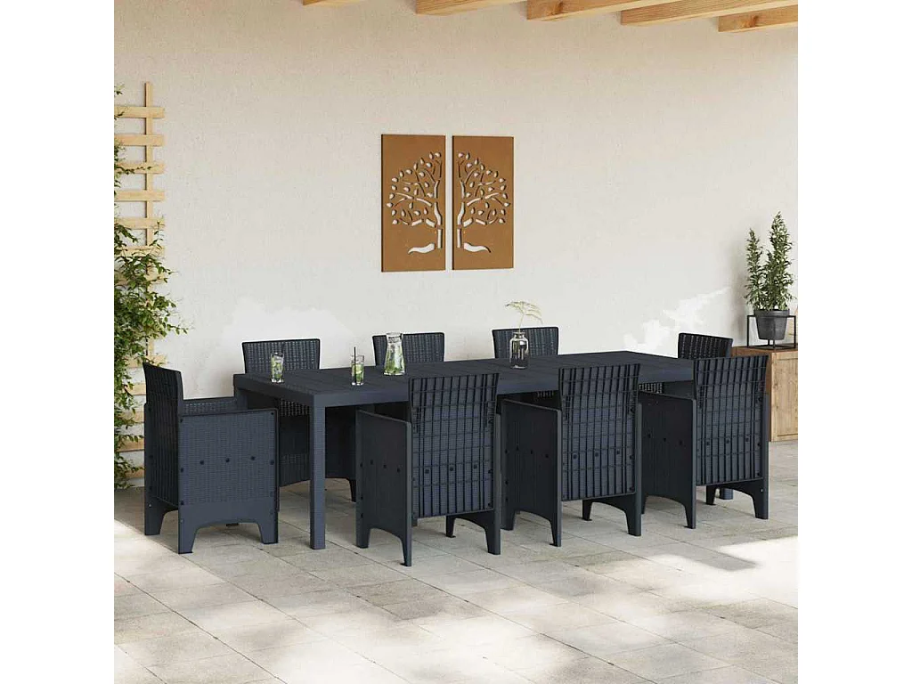 Anthrazit Gartentisch 250 x 100 x 73 cm Polyrattan
