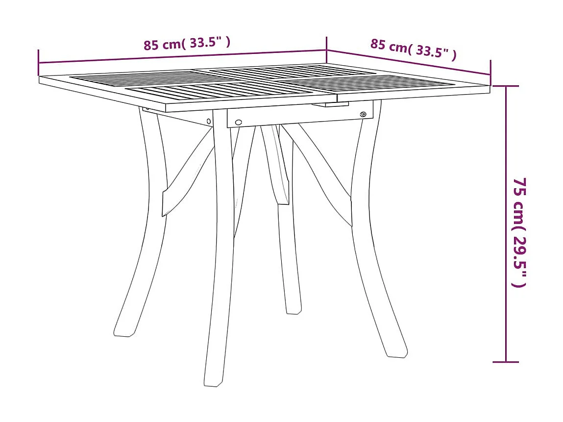 Mesa de jardín 85x85x75 cm Madera maciza de acacia