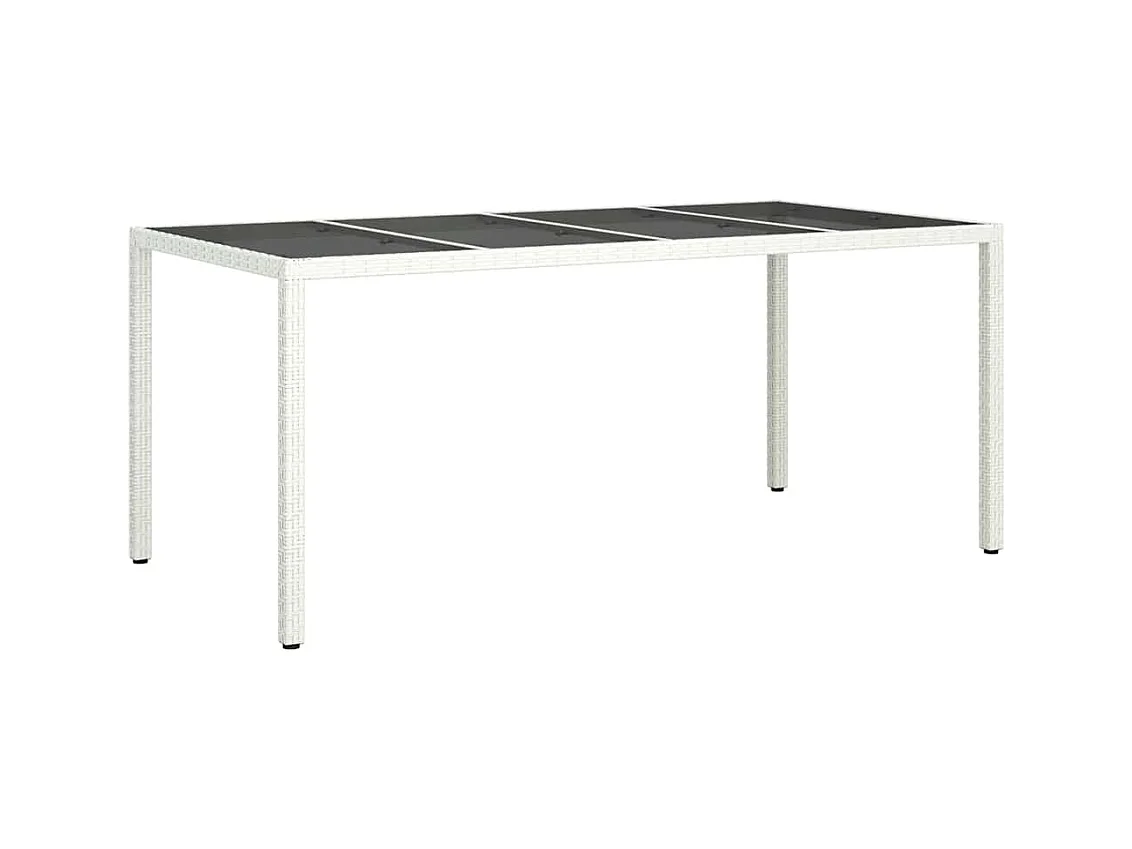 Table de jardin pour repas Blanc 190 x 90 x 75 cm Poly rotin