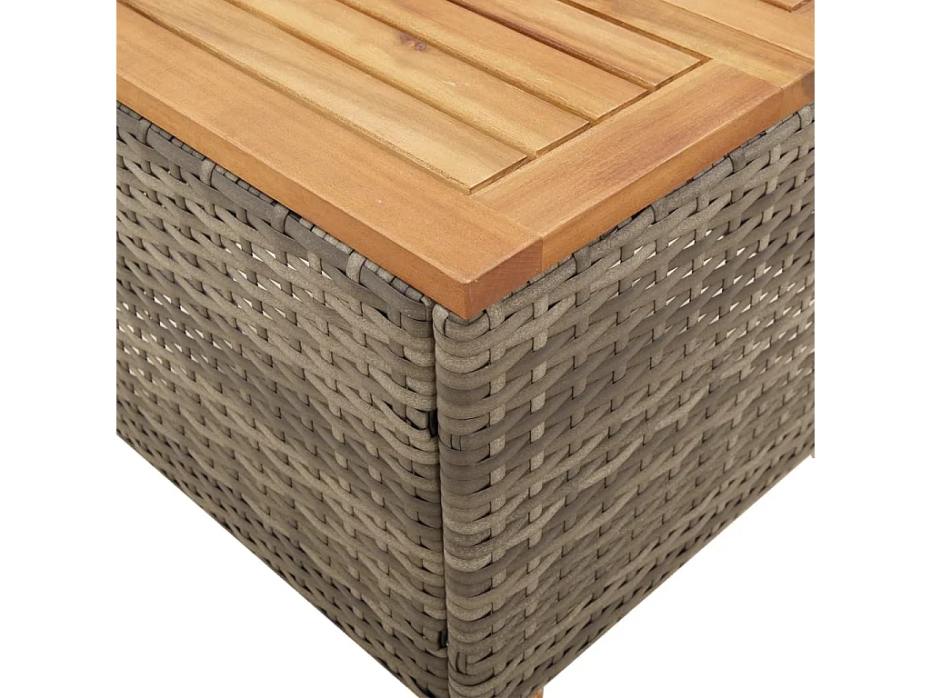 Table de jardin gris 45x45x37 cm résine tressée et bois acacia