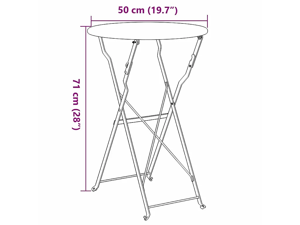 Table bistrot Vert foncé Ø50x71 cm Acier revêtu de poudre