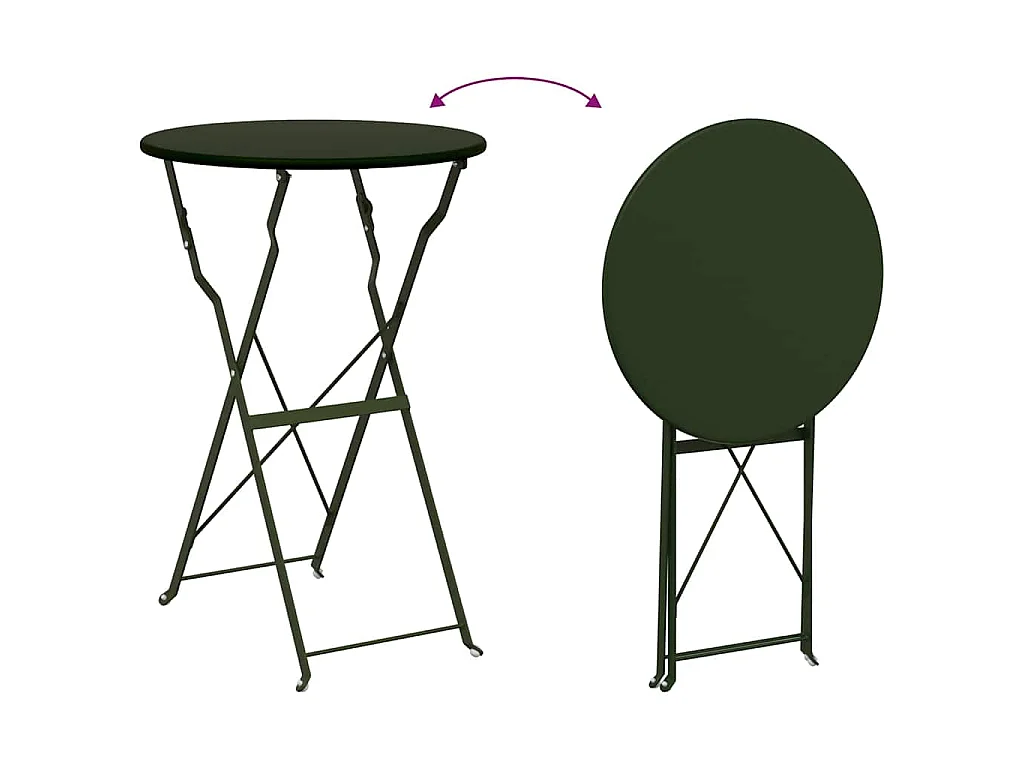 Table bistrot Vert foncé Ø50x71 cm Acier revêtu de poudre
