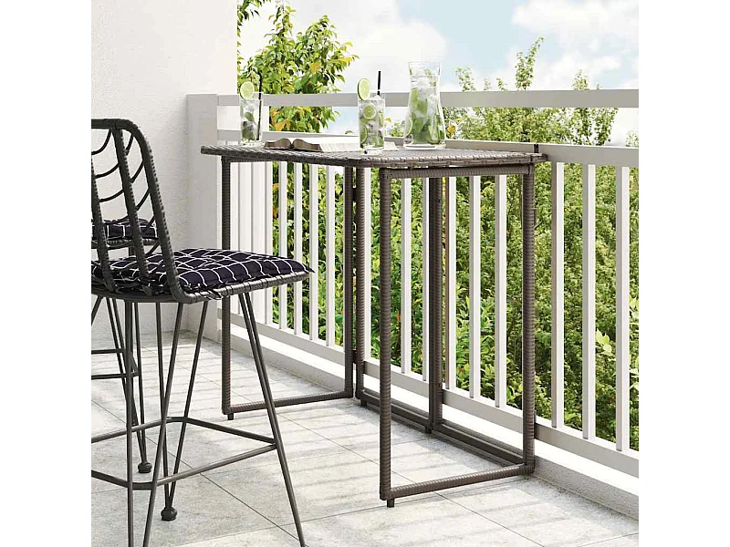 Bruine opvouwbare tuintafel 90 x 51 x 75 cm polyrotan