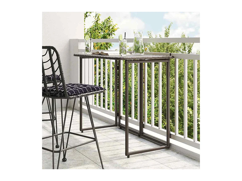 Table de jardin pliante marron 90 x 51 x 75 cm polyrotin