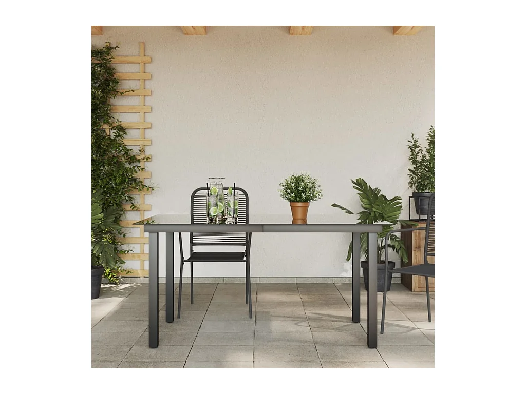 Mesa de jardín negra 150x90x74 cm Aluminio y cristal