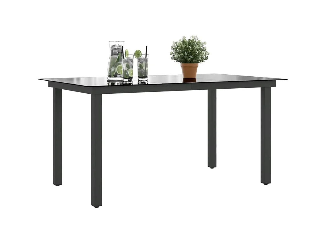 Mesa de jardín negra 150x90x74 cm Aluminio y cristal