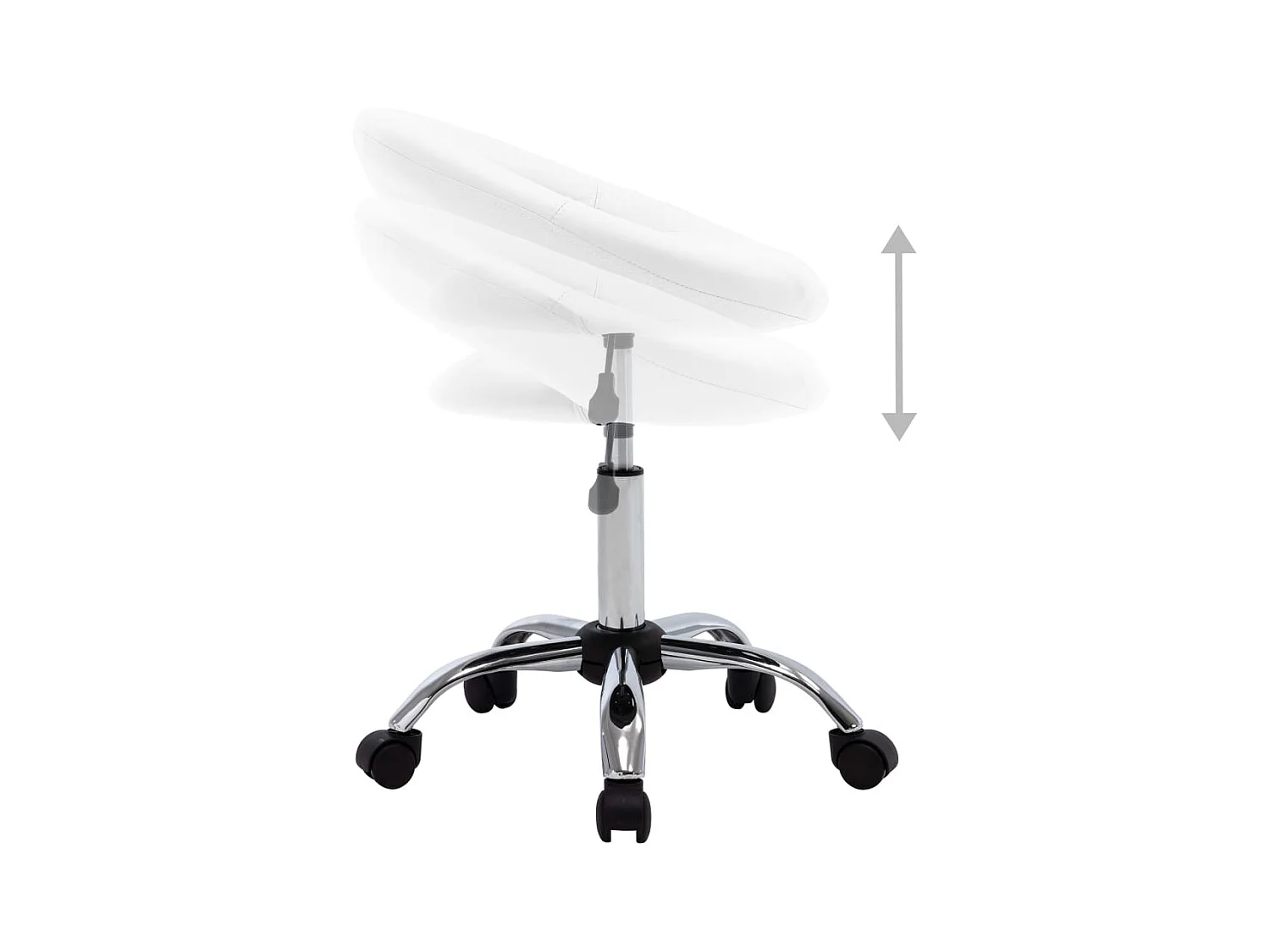 Weißer Arbeitsstuhl aus Kunstleder mit Rollen