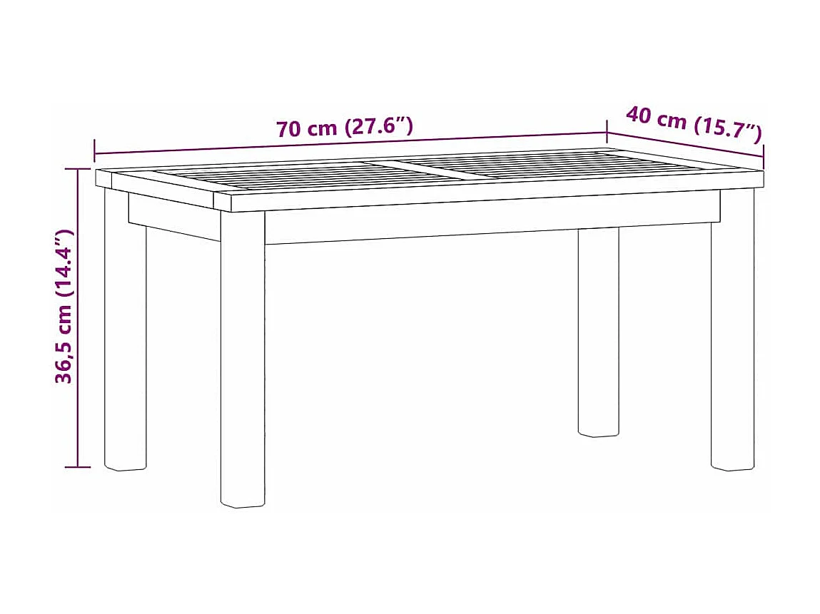 Table basse Marron 70 x 40 x 36 cm Bois de teck solide