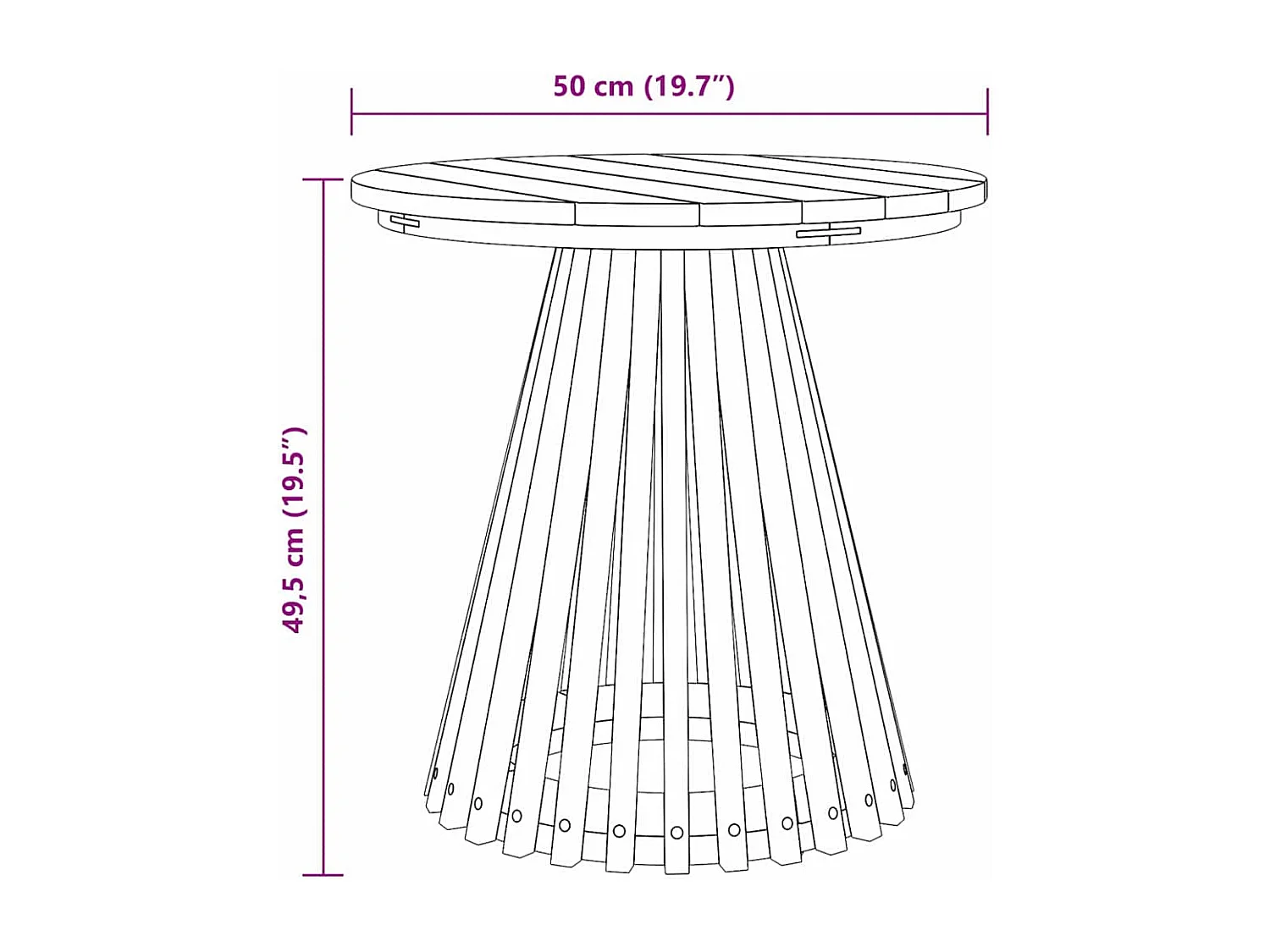 Table de jardin d'appoint Marron 50 x 50 x 49,5 cm